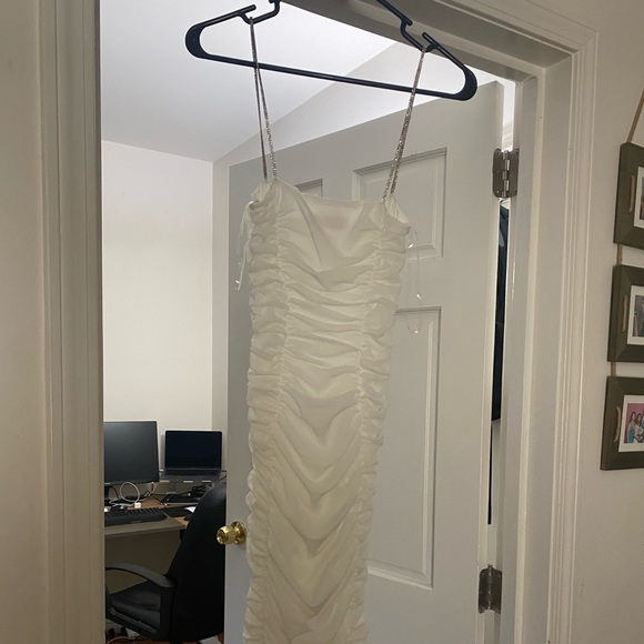 Mesh Ruched diamante strap midi dress - size small - Picture 5 of 8